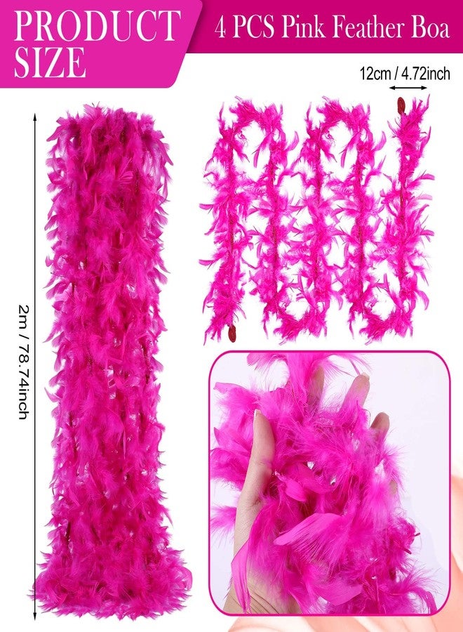 Solsew 8 Pcs Hawaii Flamingo Headband Pink Feather Boa Set Flamingo Headdress Costume Accessories Hair Hoop for Carnival Tropical Summer Party Women Adult Hair Decoration - Image 4